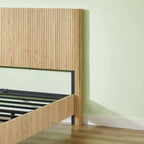 Full/Queen/King Size Wood Platform Bed Frame with Corrugated Accents - ModernLuxe