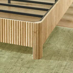 Full/Queen/King Size Wood Platform Bed Frame with Corrugated Accents - ModernLuxe