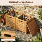 Costway 3PCS Patio Rectangular Table and Stools Set with Hidden Storage Space for Balcony