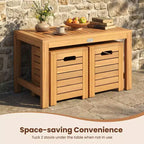 Costway 3PCS Patio Rectangular Table and Stools Set with Hidden Storage Space for Balcony
