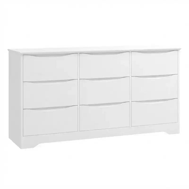9 Drawer Dresser for Bedroom, 59W Wooden Chest of Drawers with Wide Top, Large Dresser TV Stand, Clothes Storage Organizer for Living Room