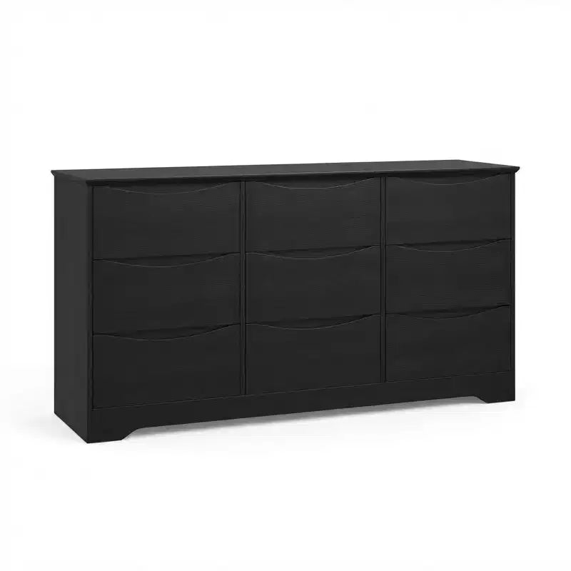 9 Drawer Dresser for Bedroom, 59W Wooden Chest of Drawers with Wide Top, Large Dresser TV Stand, Clothes Storage Organizer for Living Room