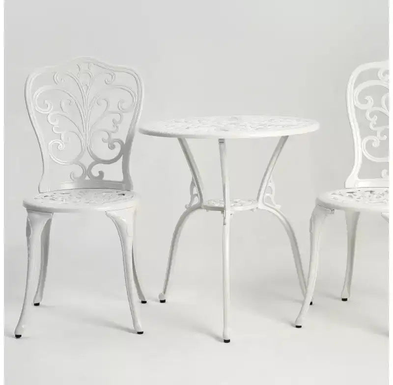 Whisen 3 Piece Patio Rust-Resistant Furniture Sets, Outdoor Aluminum 1 Round Table and 2 Chairs with Umbrella Hole