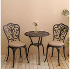 Whisen 3 Piece Patio Rust-Resistant Furniture Sets, Outdoor Aluminum 1 Round Table and 2 Chairs with Umbrella Hole