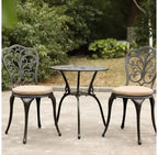 Whisen 3 Piece Patio Rust-Resistant Furniture Sets, Outdoor Aluminum 1 Round Table and 2 Chairs with Umbrella Hole