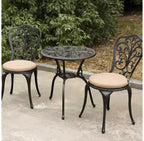 Whisen 3 Piece Patio Rust-Resistant Furniture Sets, Outdoor Aluminum 1 Round Table and 2 Chairs with Umbrella Hole
