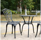 Whisen 3 Piece Patio Rust-Resistant Furniture Sets, Outdoor Aluminum 1 Round Table and 2 Chairs with Umbrella Hole