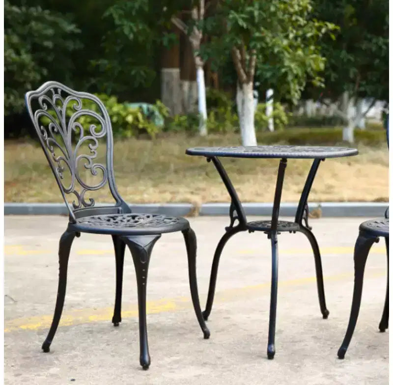 Whisen 3 Piece Patio Rust-Resistant Furniture Sets, Outdoor Aluminum 1 Round Table and 2 Chairs with Umbrella Hole