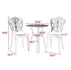 Whisen 3 Piece Patio Rust-Resistant Furniture Sets, Outdoor Aluminum 1 Round Table and 2 Chairs with Umbrella Hole