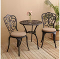 Whisen 3 Piece Patio Rust-Resistant Furniture Sets, Outdoor Aluminum 1 Round Table and 2 Chairs with Umbrella Hole