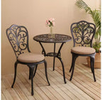 Whisen 3 Piece Patio Rust-Resistant Furniture Sets, Outdoor Aluminum 1 Round Table and 2 Chairs with Umbrella Hole