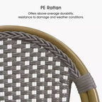 PURPLE LEAF French Bar Stool Set of 2 Patio Bar Stools with Back Rattan Chairs Wicker Bar Stool with Footrest Kitchen Island Stools Outdoor Barstool