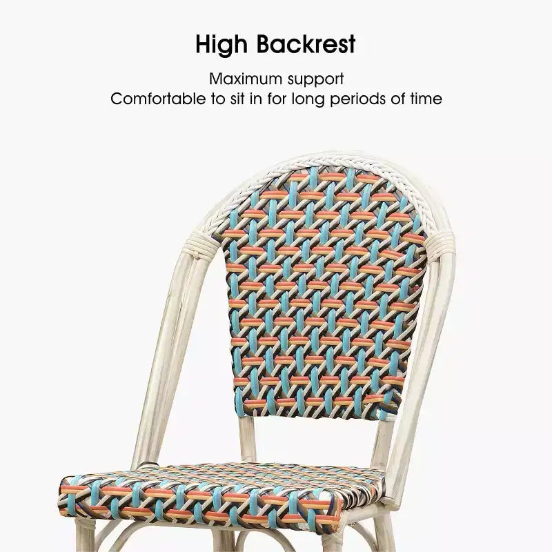 PURPLE LEAF French Bar Stool Set of 2 Patio Bar Stools with Back Rattan Chairs Wicker Bar Stool with Footrest Kitchen Island Stools Outdoor Barstool
