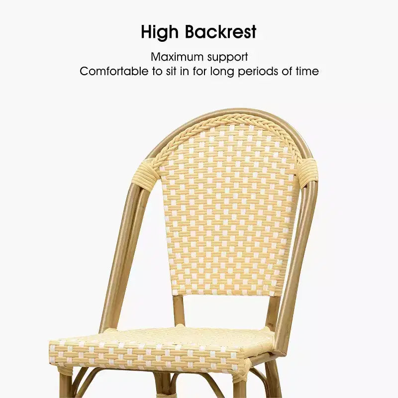 PURPLE LEAF French Bar Stool Set of 2 Patio Bar Stools with Back Rattan Chairs Wicker Bar Stool with Footrest Kitchen Island Stools Outdoor Barstool