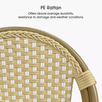 PURPLE LEAF French Bar Stool Set of 2 Patio Bar Stools with Back Rattan Chairs Wicker Bar Stool with Footrest Kitchen Island Stools Outdoor Barstool