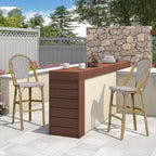 PURPLE LEAF French Bar Stool Set of 2 Patio Bar Stools with Back Rattan Chairs Wicker Bar Stool with Footrest Kitchen Island Stools Outdoor Barstool