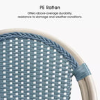 PURPLE LEAF French Bar Stool Set of 2 Patio Bar Stools with Back Rattan Chairs Wicker Bar Stool with Footrest Kitchen Island Stools Outdoor Barstool