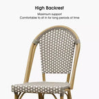 PURPLE LEAF French Bar Stool Set of 2 Patio Bar Stools with Back Rattan Chairs Wicker Bar Stool with Footrest Kitchen Island Stools Outdoor Barstool