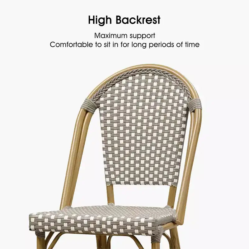 PURPLE LEAF French Bar Stool Set of 2 Patio Bar Stools with Back Rattan Chairs Wicker Bar Stool with Footrest Kitchen Island Stools Outdoor Barstool