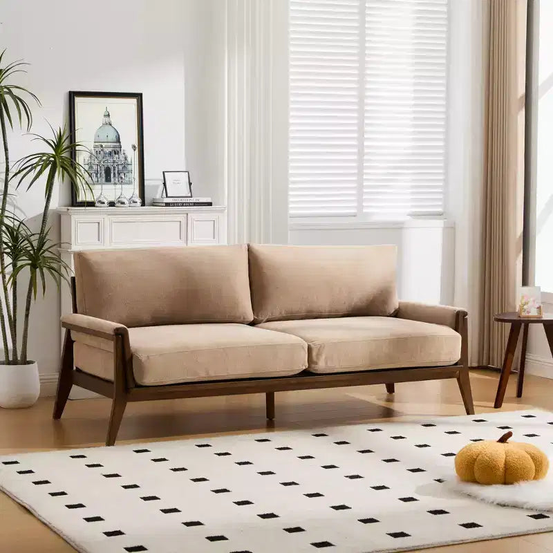 Christopher Knight Home Sneha Modern 74 3-Seater Wooden Velvet Upholstered Sofa