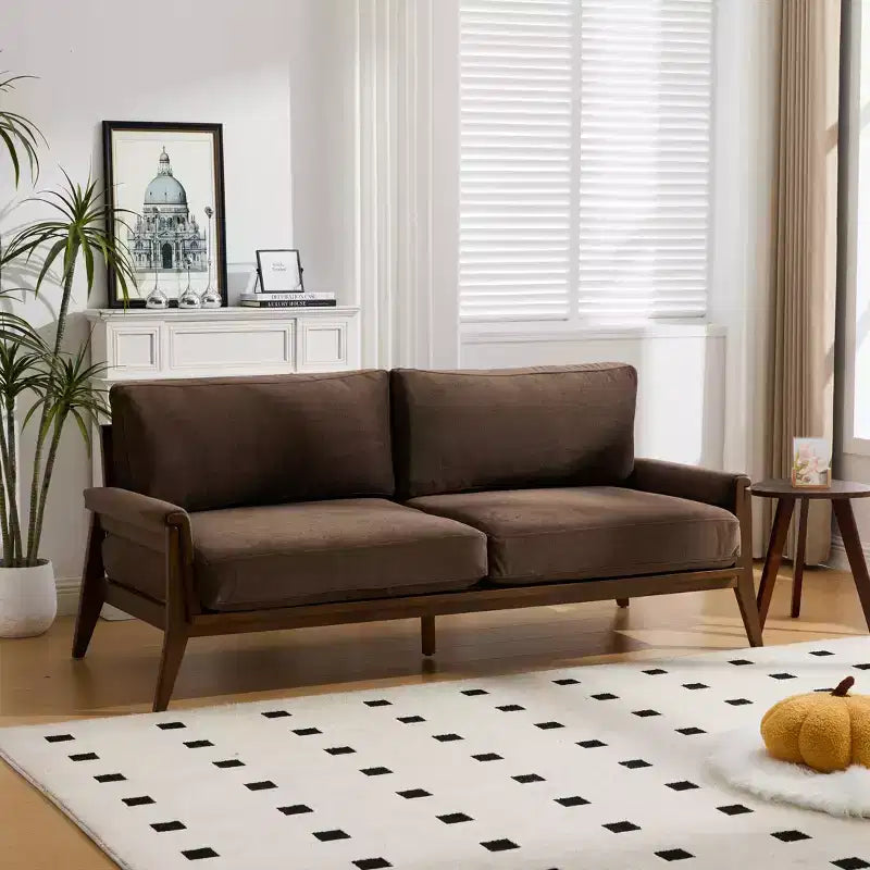 Christopher Knight Home Sneha Modern 74 3-Seater Wooden Velvet Upholstered Sofa