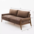 Christopher Knight Home Sneha Modern 74 3-Seater Wooden Velvet Upholstered Sofa