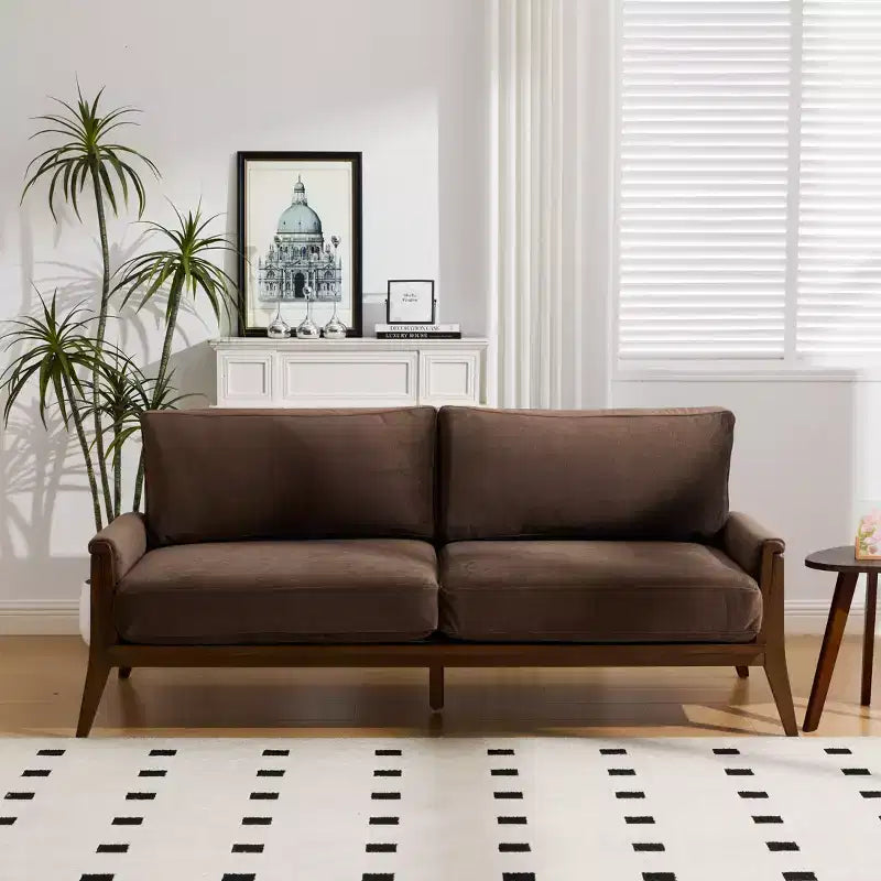Christopher Knight Home Sneha Modern 74 3-Seater Wooden Velvet Upholstered Sofa