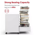 MAYEERTY 3 Drawers Vertical Filing Cabinet with Rolling Wood Mobile File Cabinets for Living Room White