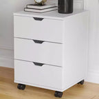 MAYEERTY 3 Drawers Vertical Filing Cabinet with Rolling Wood Mobile File Cabinets for Living Room White