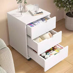 MAYEERTY 3 Drawers Vertical Filing Cabinet with Rolling Wood Mobile File Cabinets for Living Room White