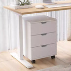 MAYEERTY 3 Drawers Vertical Filing Cabinet with Rolling Wood Mobile File Cabinets for Living Room White