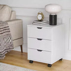 MAYEERTY 3 Drawers Vertical Filing Cabinet with Rolling Wood Mobile File Cabinets for Living Room White