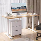 MAYEERTY 3 Drawers Vertical Filing Cabinet with Rolling Wood Mobile File Cabinets for Living Room White