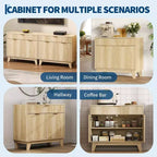 33 Sideboard Buffet Cabinet, Fluted Coffee Bar Cabinet with Gold Handles, Wooden Media Console Table, Accent Credenza for Living Room Kitchen Home