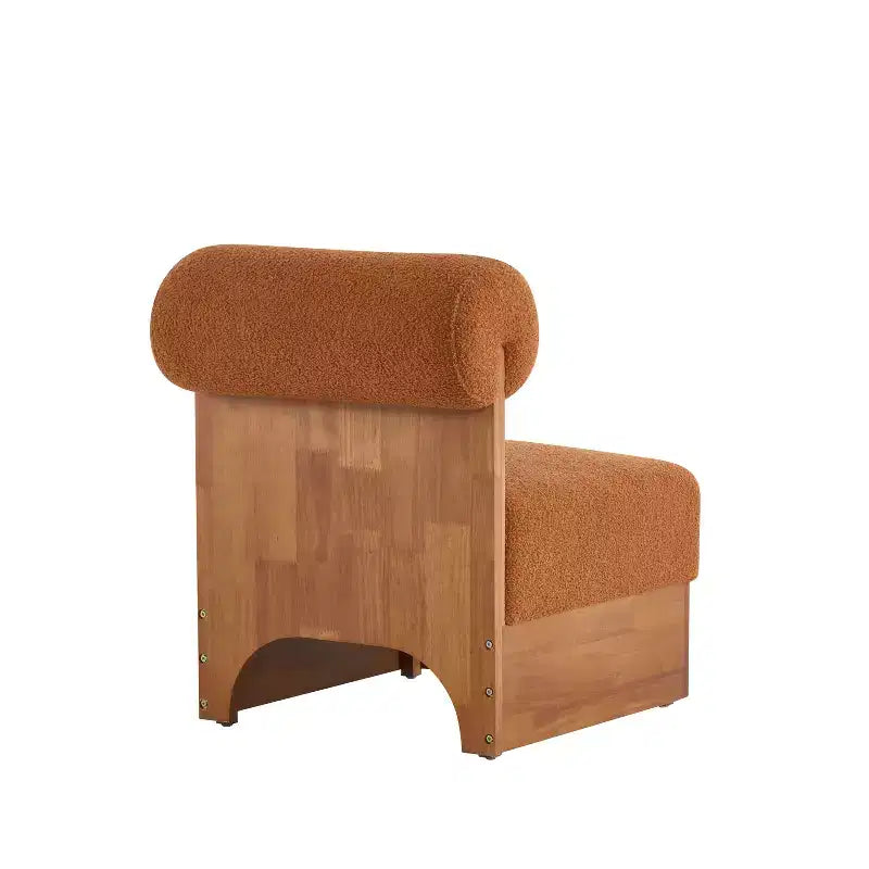 Modern Boucle Lounge Chair with Solid Wood Frame and Rolled Backrest, Soft Upholstery, for Various Rooms