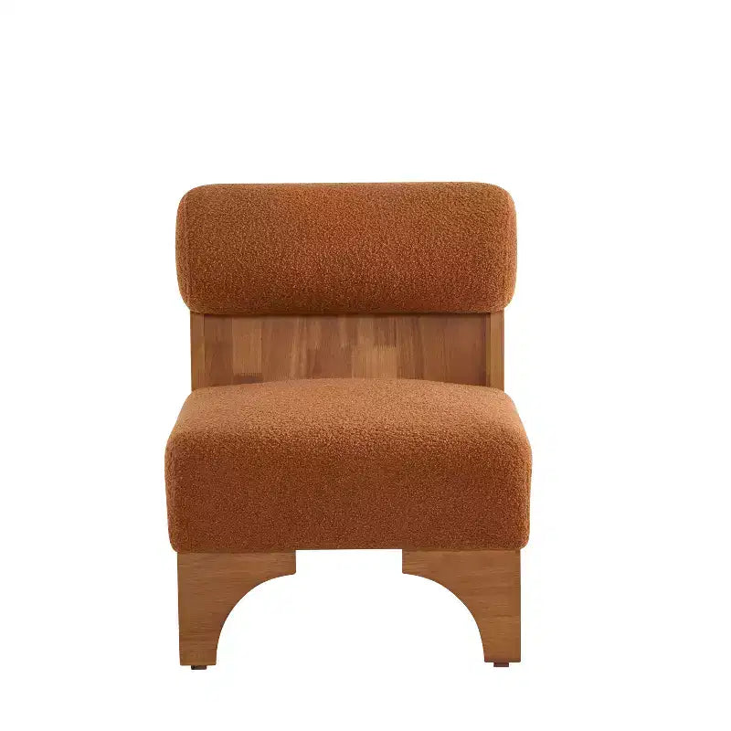 Modern Boucle Lounge Chair with Solid Wood Frame and Rolled Backrest, Soft Upholstery, for Various Rooms