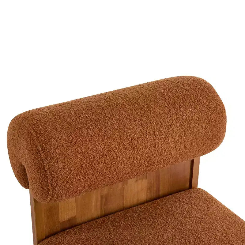 Modern Boucle Lounge Chair with Solid Wood Frame and Rolled Backrest, Soft Upholstery, for Various Rooms