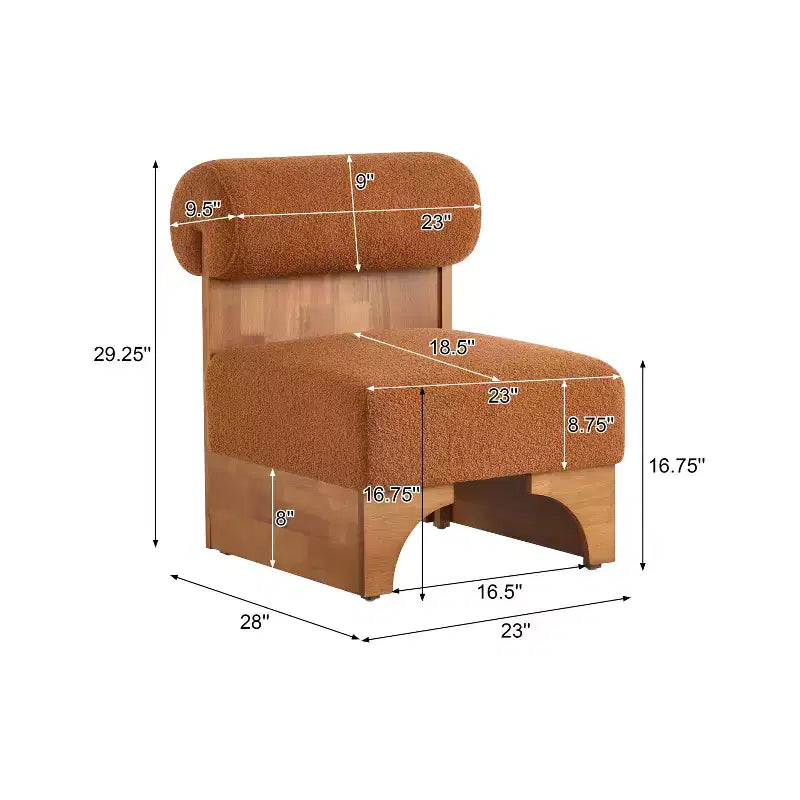 Modern Boucle Lounge Chair with Solid Wood Frame and Rolled Backrest, Soft Upholstery, for Various Rooms