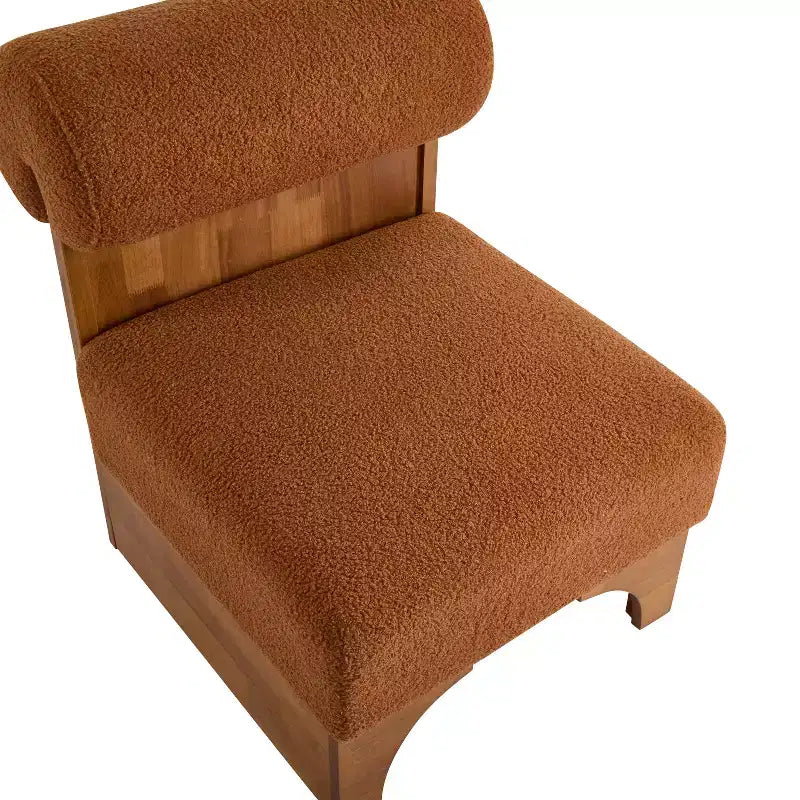 Modern Boucle Lounge Chair with Solid Wood Frame and Rolled Backrest, Soft Upholstery, for Various Rooms