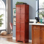 72-Inch Tall Storage Cabinet with 8 Doors and 4 Shelves for Living Room, Kitchen, or Office