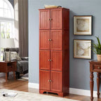 72-Inch Tall Storage Cabinet with 8 Doors and 4 Shelves for Living Room, Kitchen, or Office