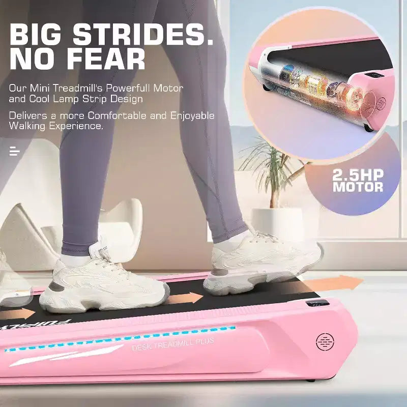 KRISRATE Walking Pad, 2 in 1 Under Desk Treadmill for Home Office, 2.5 HP Mini Compact Walking Treadmill, Installation-Free, Unique Lighting Design