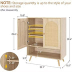 4-Tier Rattan Shoe Cabinet with Adjustable Shelf for Entryway, Freestanding Shoe Rack for Living Room, Dining Room