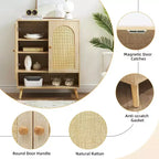 4-Tier Rattan Shoe Cabinet with Adjustable Shelf for Entryway, Freestanding Shoe Rack for Living Room, Dining Room