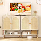 4-Tier Rattan Shoe Cabinet with Adjustable Shelf for Entryway, Freestanding Shoe Rack for Living Room, Dining Room