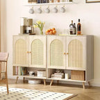 4-Tier Rattan Shoe Cabinet with Adjustable Shelf for Entryway, Freestanding Shoe Rack for Living Room, Dining Room