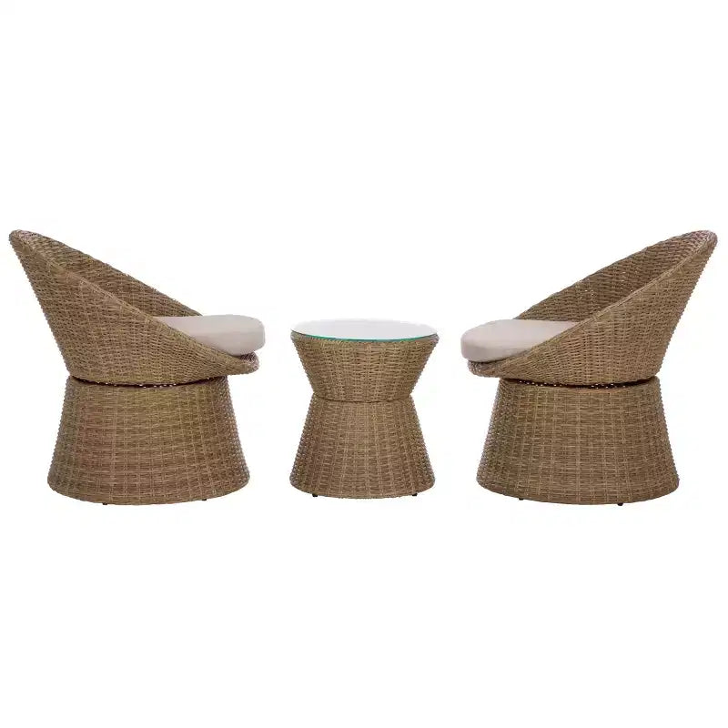 Drew Swivel Bistro Set - Indoor/Outdoor - PAT7544 - Natural/Taupe - Safavieh