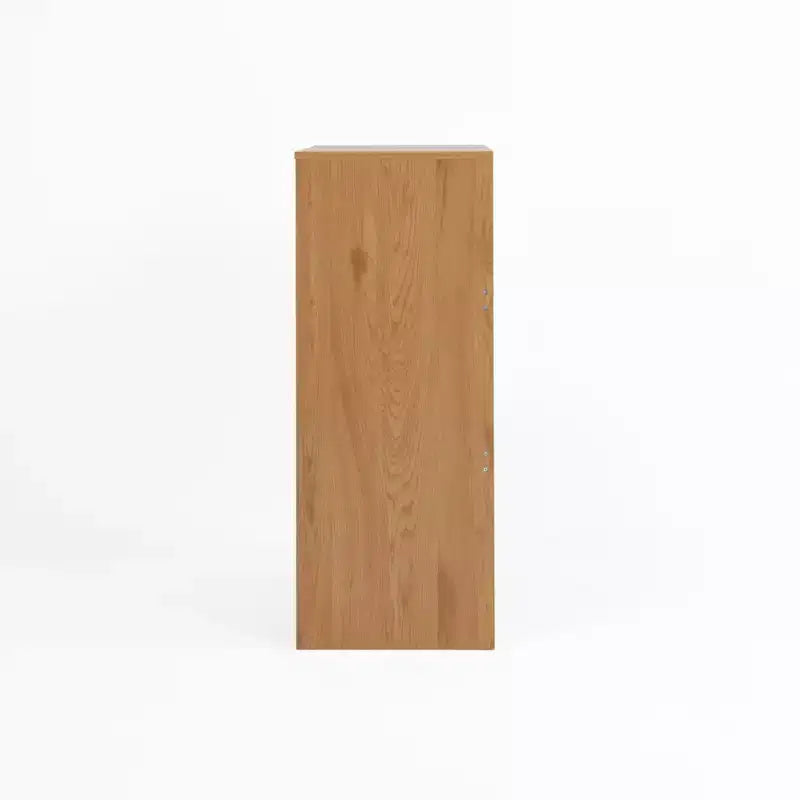 JVNOXK Four-tier shoe rack, freestanding wooden shoe cabinet, featuring two white cabinet doors and adjustable shelves, ideal for entryways