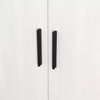 JVNOXK Four-tier shoe rack, freestanding wooden shoe cabinet, featuring two white cabinet doors and adjustable shelves, ideal for entryways