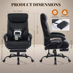 Office Desk Chair, 500 LBS Big and Tall Executive Chair with Footrest, 90-155 Recline Leather Gaming Chair